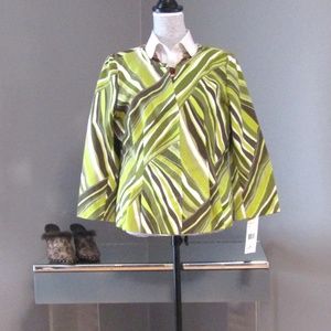 NEW Lafayette 148 New York Green Striped Blazer Size 12